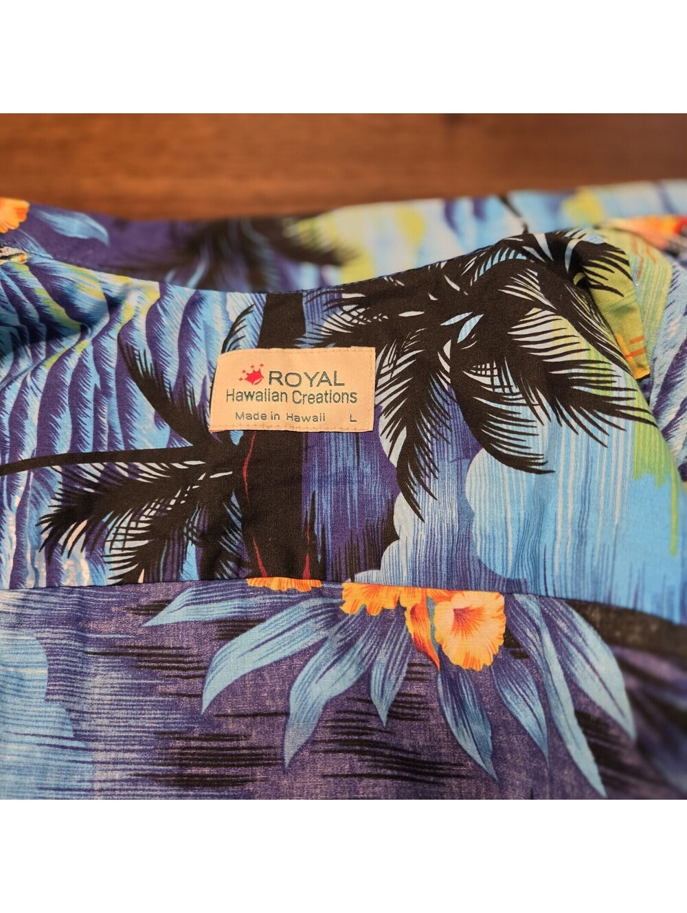 Royal Creations Hawaiian Shirt Mens Large Blue Sunset Luau Aloha - Picture 2 of 7